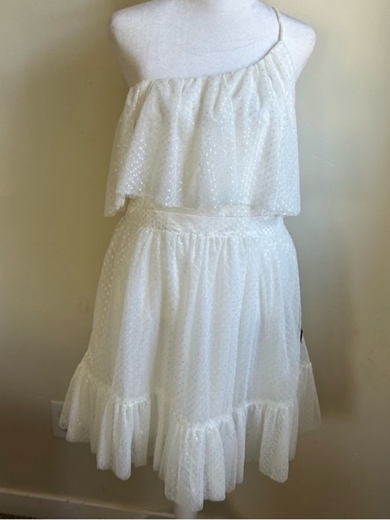 Lulus Dresses & Skirts - ▶️ Lulus White One Shoulder Ruffle Dress Womens L Mini Bridal Shower Party NWT